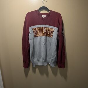 Florida State Men's V-Neck Sweater - Maroon and Gray